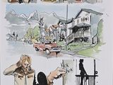 sketches of a man with a gun and a woman with a gun