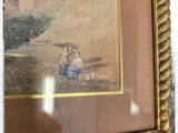 painting of a woman and child in a landscape with a castle in the background