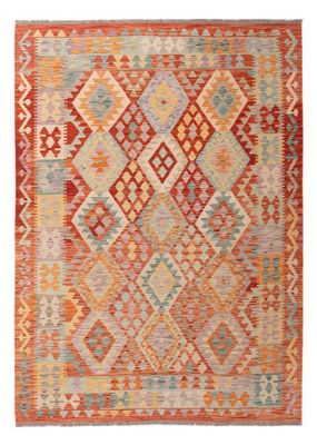 Kilim Afghan en laine couleur couleur rouge orange beige 245…