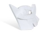 the white plastic head of a robot is shown on a white background