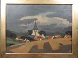 une image représentant un tableau d'une église dans un cadre champêtre