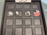 a display case that has a number of different items in it
