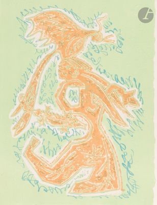an image of a drawing of a woman in orange and blue