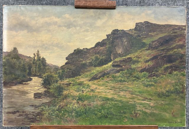 Gabriel MATHIEU (1843-1921) « Rivière dans la vallée ». Huile sur...