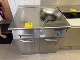 un grand évier en inox au milieu d'une cuisine
