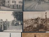 several old black and white photos of military vehicles and buildings