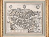 une vieille carte de la ville de Londres dans un cadre doré