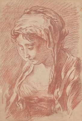 un dessin représentant une femme portant un foulard