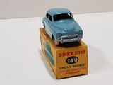 a blue toy car sitting on top of a box