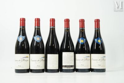 six bouteilles de vin sont alignées sur une surface blanche