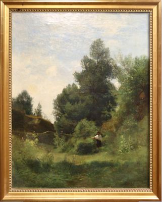 Eugène Antoine S. LAVIEILLE (1820-1889). Jeune homme pêchant…