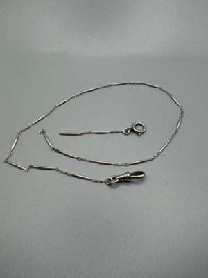 collier plaqué argent avec une longue chaîne et un fermoir