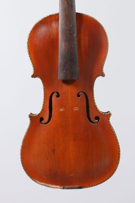 a close up of a violin on a white background with a white background