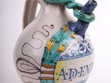 an image of a vase with a bird painted on it