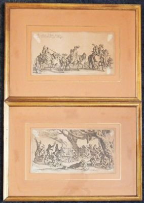 deux reproductions encadrées représentant un homme à cheval et un homme sur un cheval