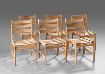 Kurt OSTERVIG (1912-1986) Suite de 6 chaises en chêne à doss…