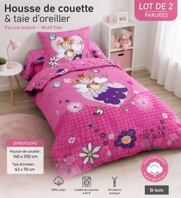 Lot de 2 paquets de belle parures de draps plus taies d orei…
