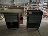 two carts that are sitting next to each other in a warehouse