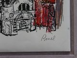 a picture of a drawing of a woman in a red dress
