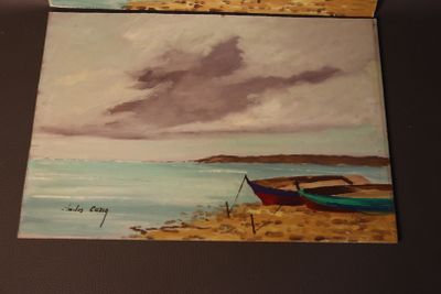 Charles CUZIN (1907-1975). Paysage aux barques.