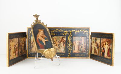 a picture of a room divider with a picture of jesus on it