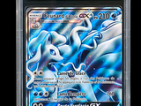 a close up of a pokemon card on a black background