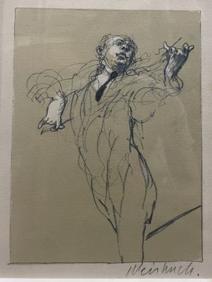 dessin représentant un homme en costume-cravate tenant une cigarette