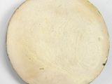a white plate with a circular design on it