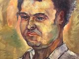 painting of a man in a white shirt with a quote on it