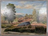an image of a painting of a cow in a field
