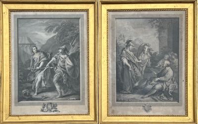 deux tableaux encadrés représentant un homme et une femme