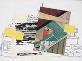 a collage of papers and post - it notes on a table