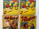 four children ' s comic books on display on a white surface