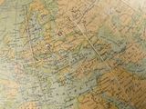 a close up of a globe with a map on it