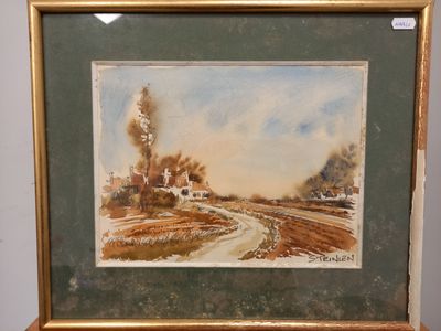 une image représentant un tableau d'une route de campagne avec une maison au loin