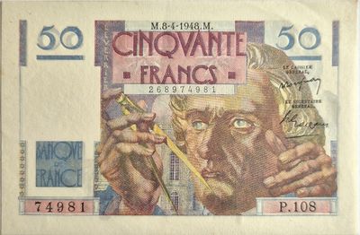 50 francs Le Verrier 08/4/1948 , SPL