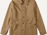a picture of a brown jacket with a buttoned collar