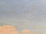 a painting of a man riding a horse in a field