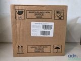 a box with a barcode on it sitting on a table