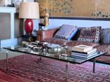 a living room with a couch and a coffee table