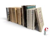 a lot of books that are stacked on top of each other