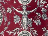 an image of a red and white wallpaper with birds and flowers