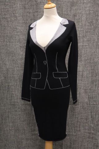 JC de CASTELBAJAC Collection ART – Robe moulante en laine noire e...