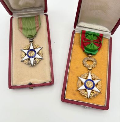 two medals that are in a case on a table