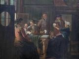 painting of a group of people sitting around a table playing cards