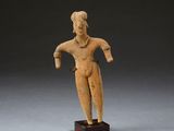 an image of a statue of a woman standing on a wooden base
