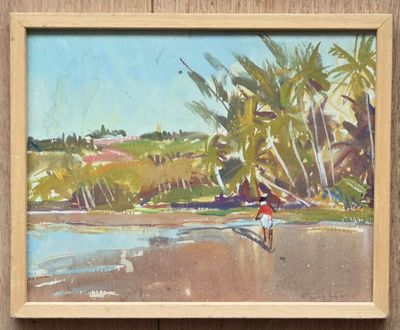 Guy HUZÈ (1912-1997) Paysage animé en Afrique, probablement …