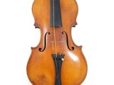 a close up of a violin with a bow on a white background