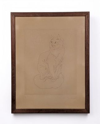 an image of a drawing of a cat sitting on top of a table
