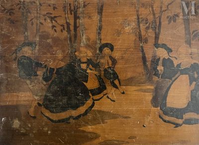 Scène bretonne Tableau de bois peint à la manière de la marq…